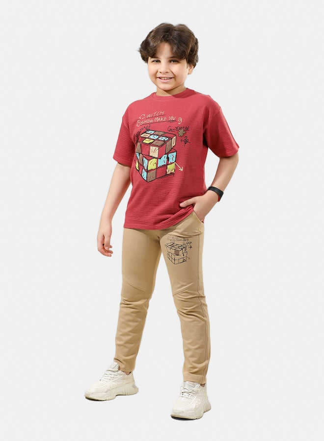 ريمينت بيجاما للاولاد مكعب روبيك نبيتي فاتح - Image 3