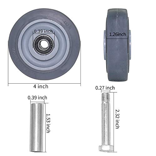URBEST Push Cart Wheels, Heavy Duty 4 Inch PU Caster Wheels Bearings Repair Kits, Pltae Casters, Shelf Replacement Wheels for Platform Trucks up to 265 Pounds (M:4 Inch,Grey) - Image 2