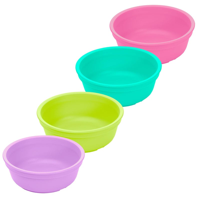 RePlay 12 oz Toddler Bowls Set of 4 Kids DeepWalled Durable Reusable Snack and Meal Bowls Dishwasher Microwave Safe BPAFree Made in USA from Recycled Plastic Mermaid