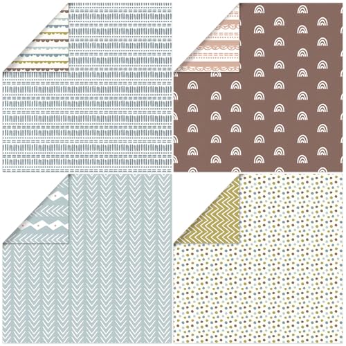 WLXTREE Boho Scrapbook Paper 12x12, Scrap Book Craft Paper Sheets,160 gsm Patterned Cardstock Paper Double-Side Decorative Paper for Card Making Photo Album Journal DIY Scrapbooking Supplies - Image 5