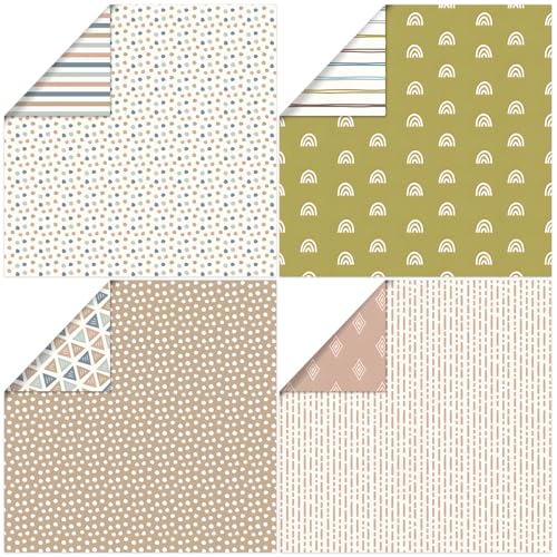 WLXTREE Boho Scrapbook Paper 12x12, Scrap Book Craft Paper Sheets,160 gsm Patterned Cardstock Paper Double-Side Decorative Paper for Card Making Photo Album Journal DIY Scrapbooking Supplies - Image 3