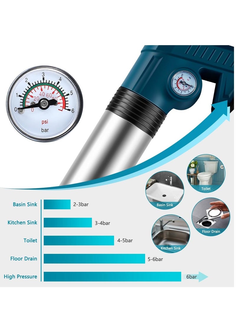 Electric Plunger Toilet, High-Pressure Electric Air Drain Blaster Gun with Visual Barometer, Air Power Plunger for Bathroom, Kitchen Bathtub Toilet Floor Drain Clogged Pipe Unclogger  - Image 3