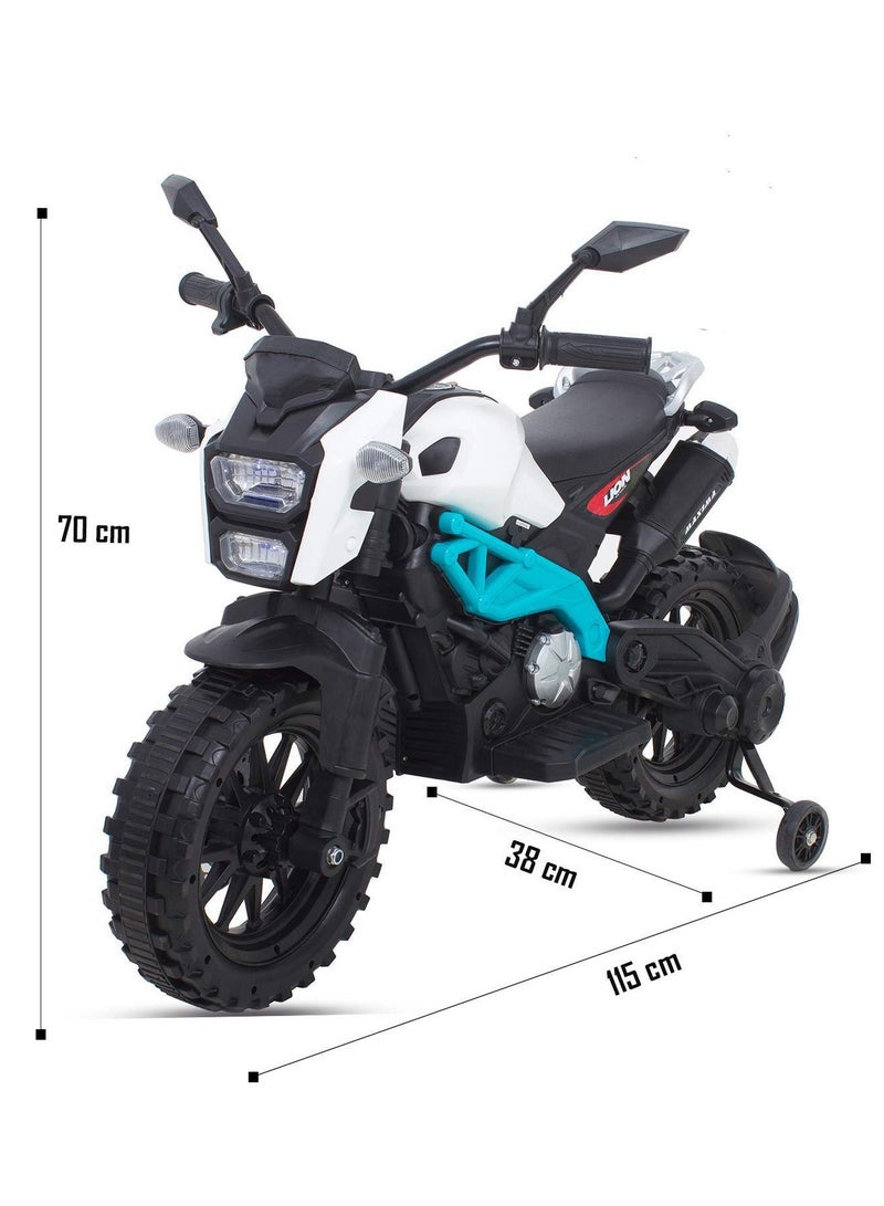 Amsham Toys Amsham Kids Style Ride On Bike - White & Blue 12V - Image 3