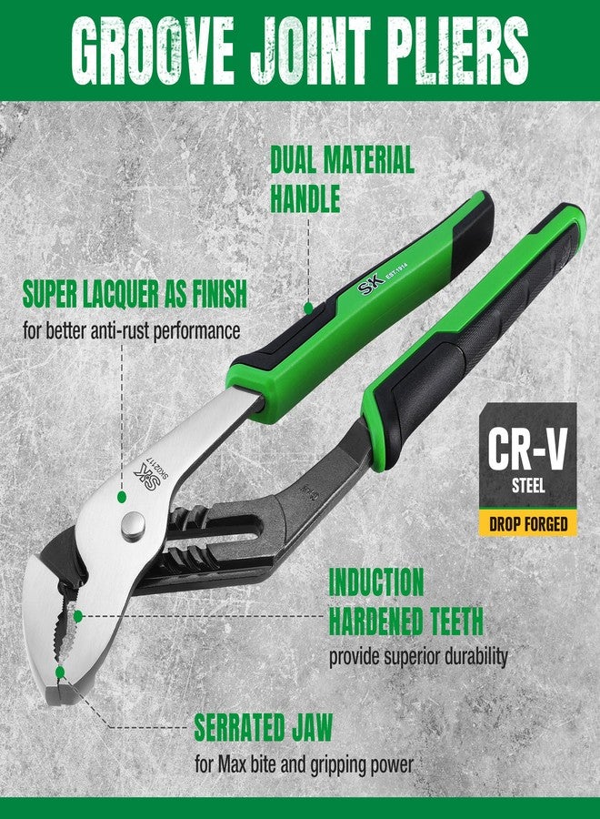 اس كي كي كماشة SK ذات وصلات أخدود مقاس 12 بوصة، كماشة مضخة مياه، هيكل فولاذي CR-V فاخر، فك مسنن بمقابض مريحة - Image 5