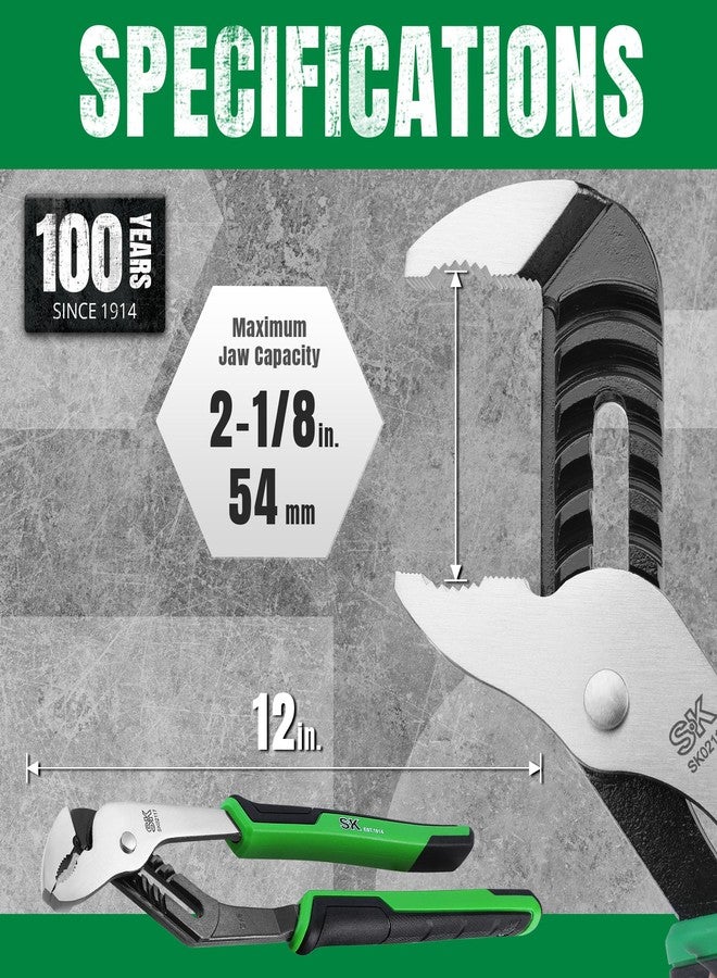 اس كي كي كماشة SK ذات وصلات أخدود مقاس 12 بوصة، كماشة مضخة مياه، هيكل فولاذي CR-V فاخر، فك مسنن بمقابض مريحة - Image 3