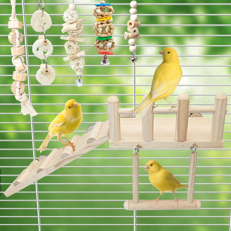 Hamiledyi 13Pcs Parrot Swing Chew Toys Bird Perches Platform with Climbing Ladder Hanging Cage Accessories for Parakeet, Conure, Finch, Lovebirds, Budgie, Canary Standing - Image 5