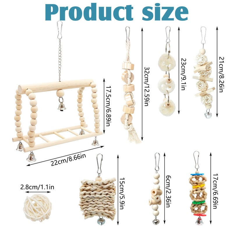 Hamiledyi 13Pcs Parrot Swing Chew Toys Bird Perches Platform with Climbing Ladder Hanging Cage Accessories for Parakeet, Conure, Finch, Lovebirds, Budgie, Canary Standing - Image 3