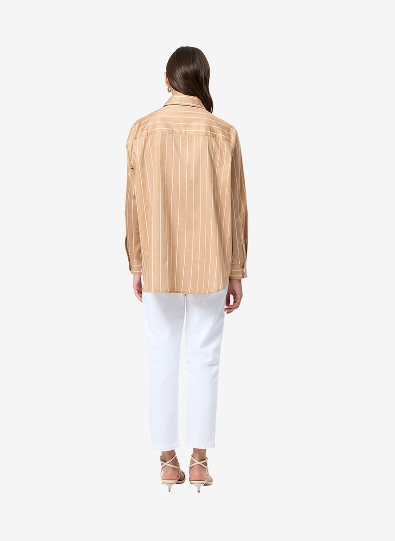 French Connection Women's Macchiato Alexis Poplin Fine Line Shirt - Image 4