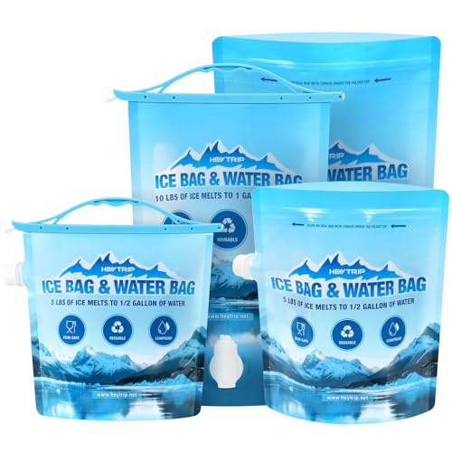 HEYTRIP 4 Pack Reusable Ice Bags for Cooler 2.5lb 5lb Ice Cube Bags, Long Lasting Cold Dry Freezer Packs, Leakproof Water Container - Fill it with Ice to Keep Cooler Cold and Drink its ICY Water - Image 1