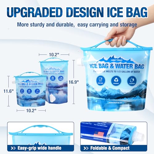 HEYTRIP 4 Pack Reusable Ice Bags for Cooler 2.5lb 5lb Ice Cube Bags, Long Lasting Cold Dry Freezer Packs, Leakproof Water Container - Fill it with Ice to Keep Cooler Cold and Drink its ICY Water - Image 3