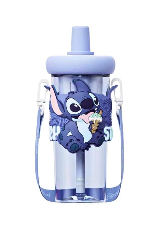 Disney Stitch Water Bottle With Straw, Leakproof And Cute Design For Kids - Image 1