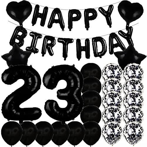 ZSNWGZ Sweet 23th Birthday Decorations Party SuppliesBlack Number 23 Balloons23th Foil Mylar Balloons Latex Balloon DecorationGreat 23th Birthday for GirlsWomenMenPhoto Props - Image 1