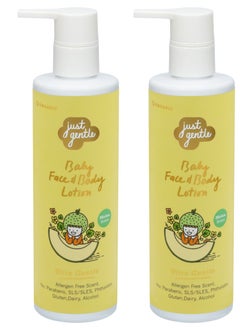 Just Gentle Organic Baby Moisturizing Lotion Melon -Twin Pack -  97% Natural Ingredients, Hydrating Shea Butter & Aloe Vera, Suitable for Newborns, 200ml + 200ml  - Image 1