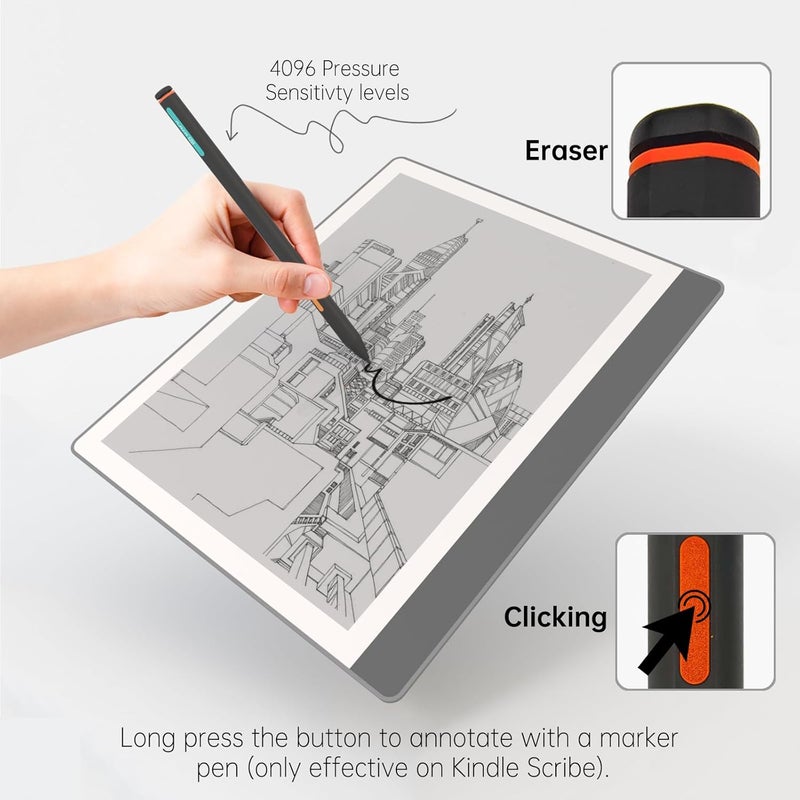 بديل قلم Kindle Scribe، يدعم 4096 مستوى من حساسية الضغط، قلم Kindle Scribe مزود بممحاة، للكتابة والرسم - Image 2