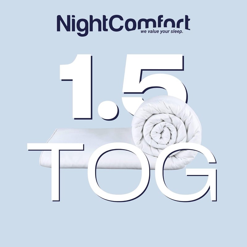 Night Comfort Summer Cool 1.5 Tog Anti-Allergy Double Duvet - Breathable Microfibre Cover - Image 2