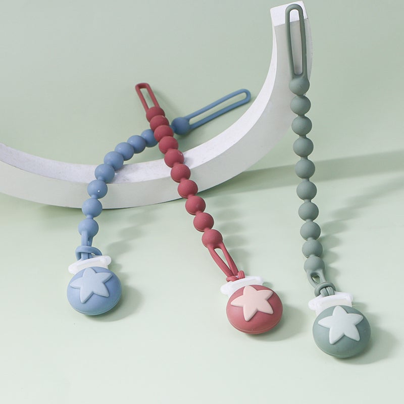 Baby Pacifier Clip and Teether Set - Food Grade Silicone, Boilable, Anti-Drop Chain - Image 2