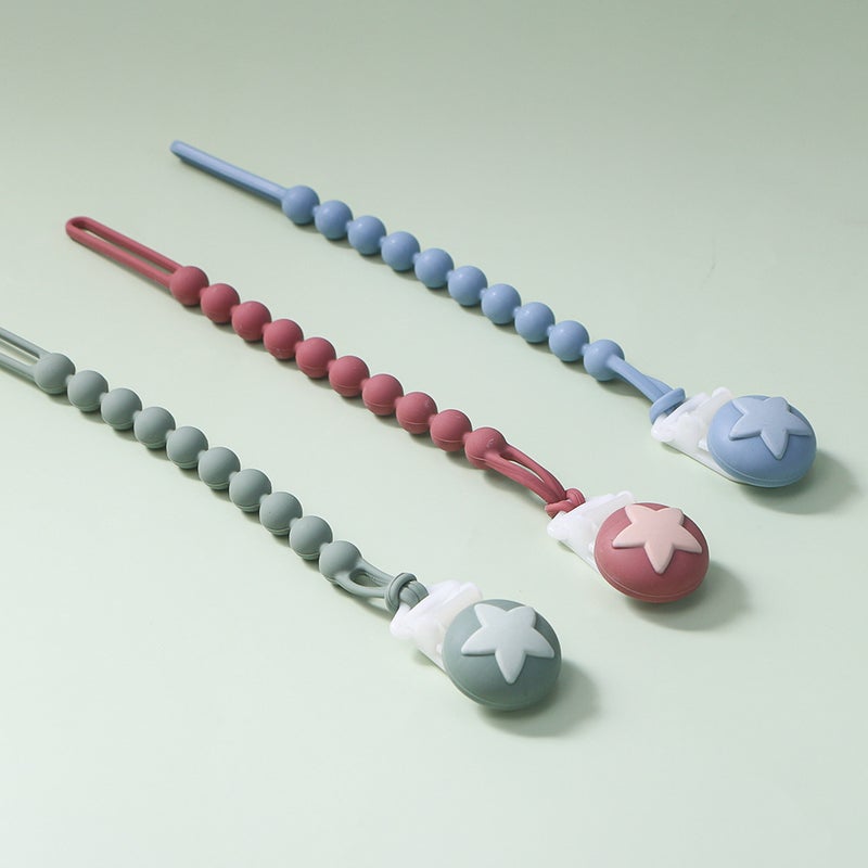 Baby Pacifier Clip and Teether Set - Food Grade Silicone, Boilable, Anti-Drop Chain - Image 1