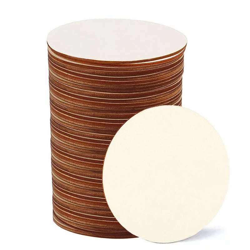 WLIANG 50 Pcs 3 Inch Wood Circles for Crafts Unfinished Blank Wooden Circles Round Disc Cutouts for DIY Painting Staining Christmas Coasters Making Home Decorations