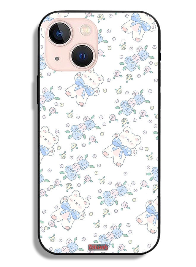 Tolwak Apple iPhone 13 mini Protective Case Cute Teddy Bear And Flowers Icon - Image 2