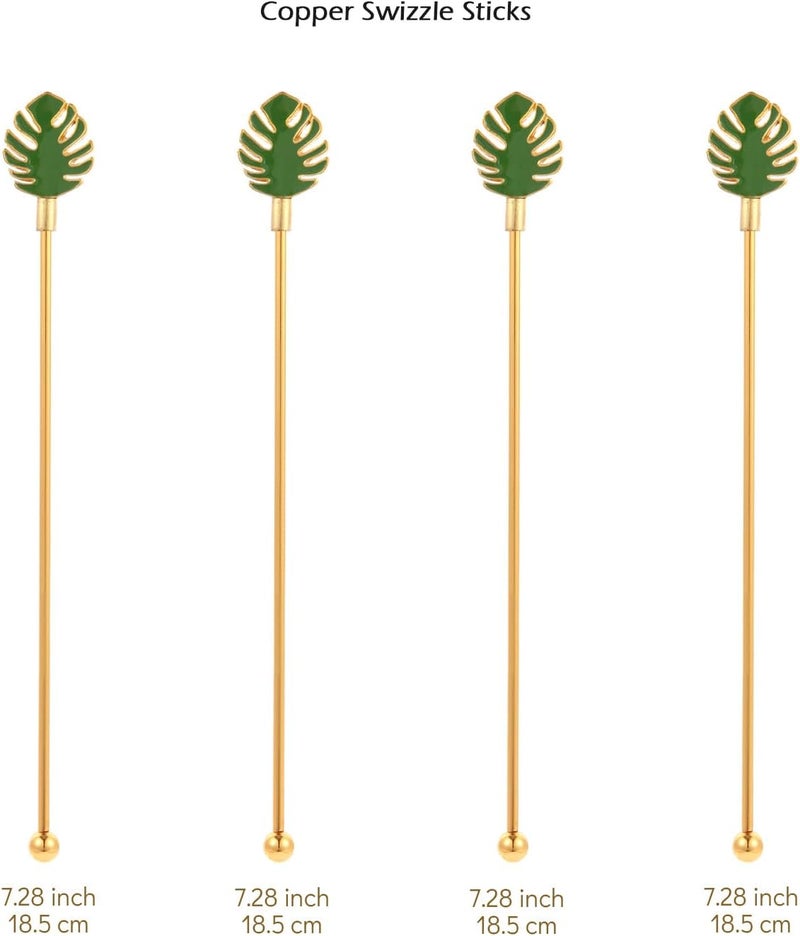 GaryVault Palm leaf Drink Stirrer Sticks Stainless Steel Coffee Beverage Stirrers，Set of 4 Cocktail Swizzle Stick,7.5", Multicolor - Image 2