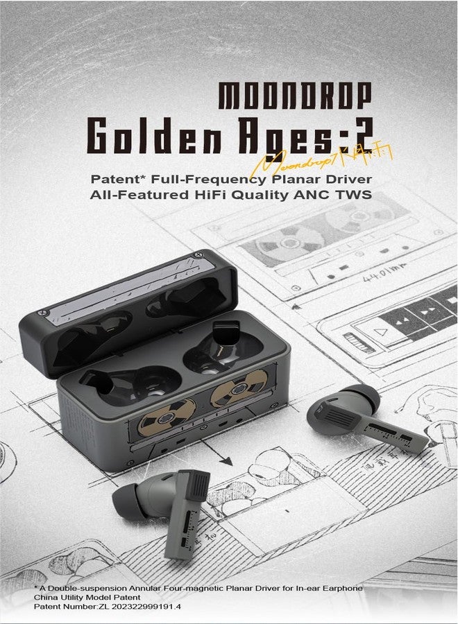 Moondrop Golden Ages 2 MD-TWS-039 TWS Earphone ANC Bluetooth 6.0 LDAC VDSF Adjustable Output Gain Gaming Headphones - Image 2