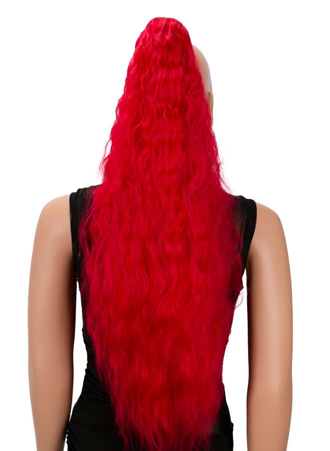 CAISHA By Prettyshop 28" Extra Long Voluminous Wavy Ponytail Hairpiece Heatresistant Synthetic Fibres With Butterfly Clip Red H703 - Image 3