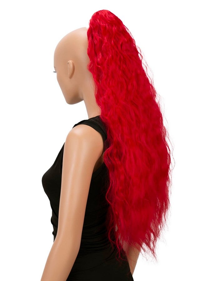 CAISHA By Prettyshop 28" Extra Long Voluminous Wavy Ponytail Hairpiece Heatresistant Synthetic Fibres With Butterfly Clip Red H703 - Image 2