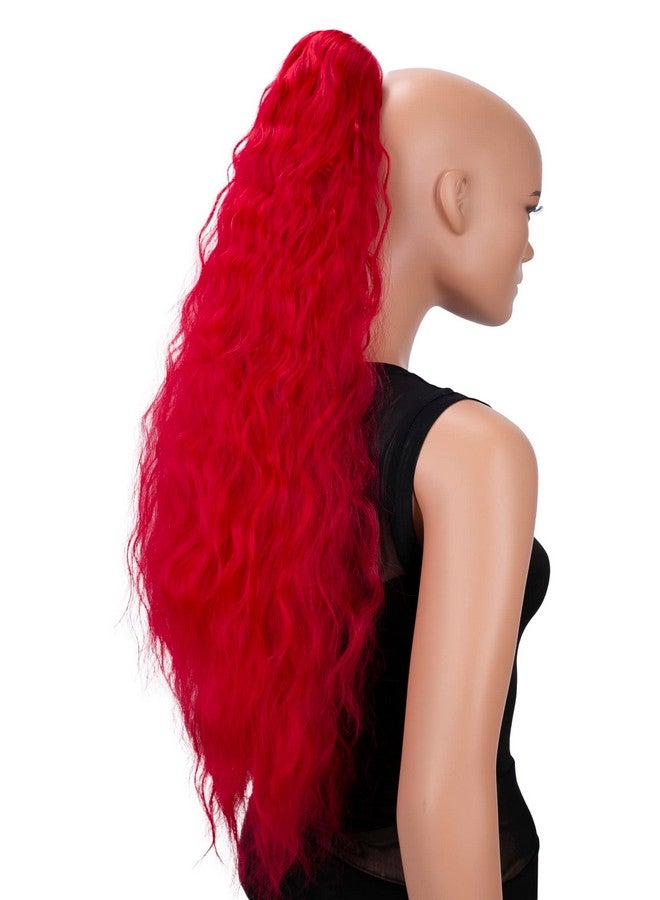 CAISHA By Prettyshop 28" Extra Long Voluminous Wavy Ponytail Hairpiece Heatresistant Synthetic Fibres With Butterfly Clip Red H703 - Image 4