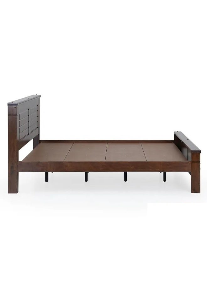 ROYALOAK Royaloak Ipoh Malaysian Wooden Queen Size Bed | Solid Wood | Solid Wood Veneer Finish | Groove Design | Strong Bed Base | Thick Profile | Classic Design | Durable & Long Lasting | Malaysian Collection - Image 4