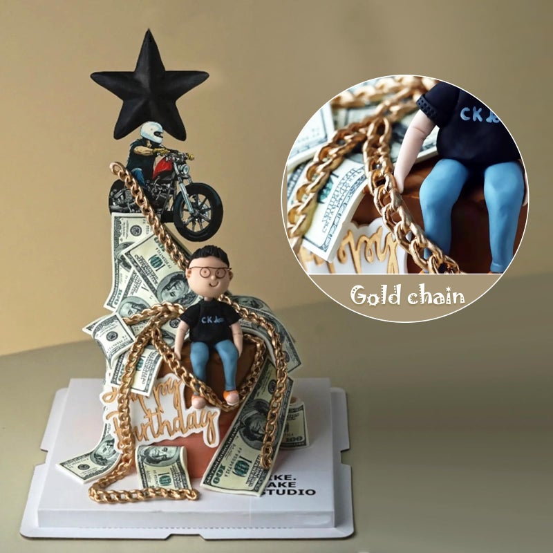 Tongker Tongker Realistic Gold Chain Cake Fondant Bag Purse Chain Mold Fondant Silicone Cake Decorating Mold  - Image 4