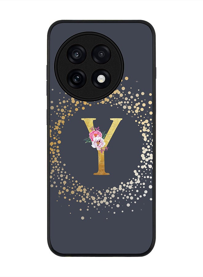 Stylizedd For OnePlus 13R / Ace 5 Pro Case,Slim fit Camera Protection, Shockproof Thin Phone cover  - Custom Monogram Floral - Y  (Grey )