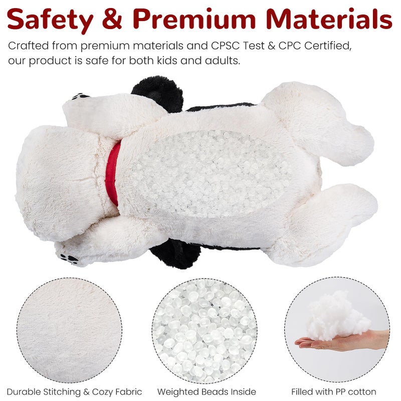 meowtastic Black & White Dog Weighted Stuffed Animals - 22 Inch 4.5 Pounds Weighted Plush Dog Stuffed Animals - Big Stuffed Dog Plush Pillow - Cute Plush Toys Gifts for Kids & Adults (22" 4.5 lbs) - Image 3