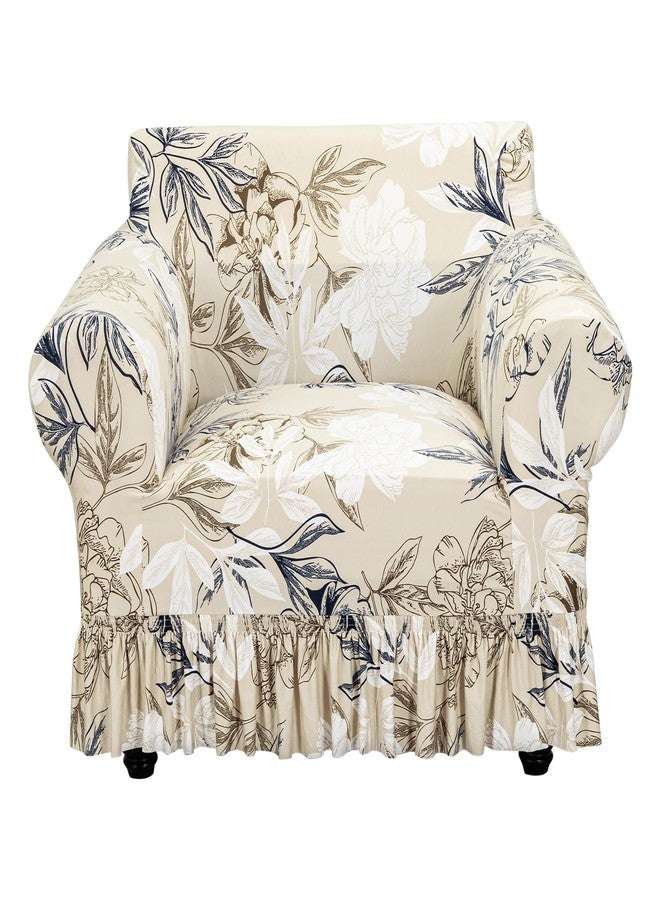 FUANGUI Armchair Slipcover Armchair Cover 1 Piece, Stretch Sofa Couch Cover with Skirt, Couch Slip Covers Pet Friendly, Washable Couch Covers for Sofa, Printed Furniture Protector (1-Seater, 31"-47") - Image 1