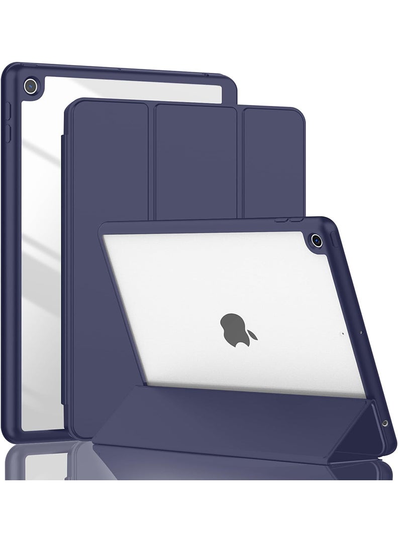 Theodor Hybrid Slim Case for iPad 9/8/7th Generation Case 10.2 Inch with Pencil Holder, Shockproof Trifold Stand Protective Cover with Soft TPU Clear Back for iPad Case 10.2, Auto Sleep/Wake Navy  - Image 1
