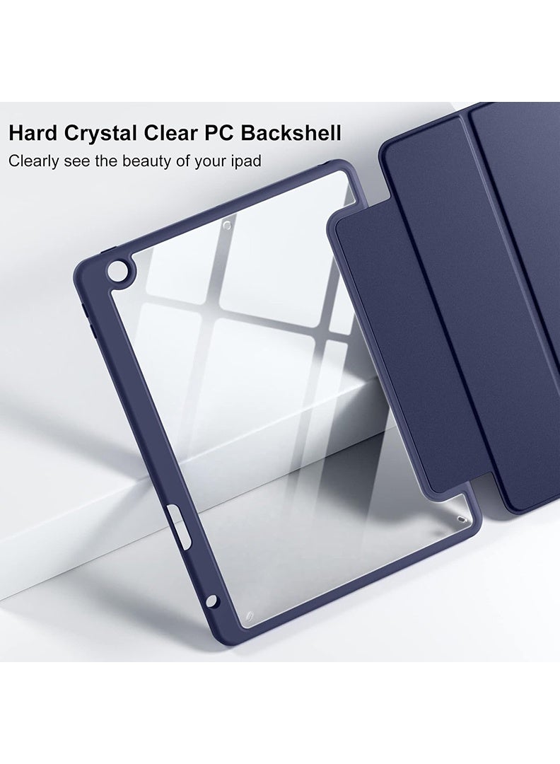 Theodor Hybrid Slim Case for iPad 9/8/7th Generation Case 10.2 Inch with Pencil Holder, Shockproof Trifold Stand Protective Cover with Soft TPU Clear Back for iPad Case 10.2, Auto Sleep/Wake Navy - Image 4