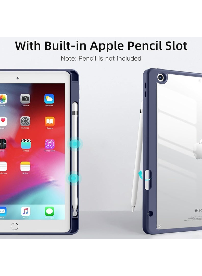 Theodor Hybrid Slim Case for iPad 9/8/7th Generation Case 10.2 Inch with Pencil Holder, Shockproof Trifold Stand Protective Cover with Soft TPU Clear Back for iPad Case 10.2, Auto Sleep/Wake Navy - Image 5