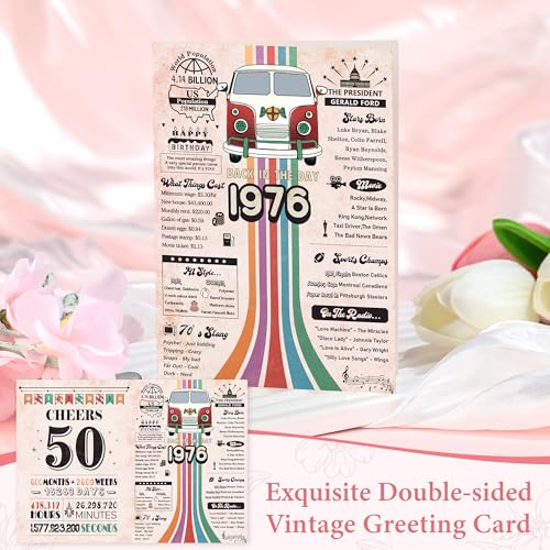 Saineron 50th Birthday Gifts for Her Cool 50 Year Old Birthday Gifts for Woman Vintage 1976 Gift Ideas for Women Unique 50 and Fabulous Gift for Her Turning 50 Present for Females Mom Sister Friend Wife - Image 5