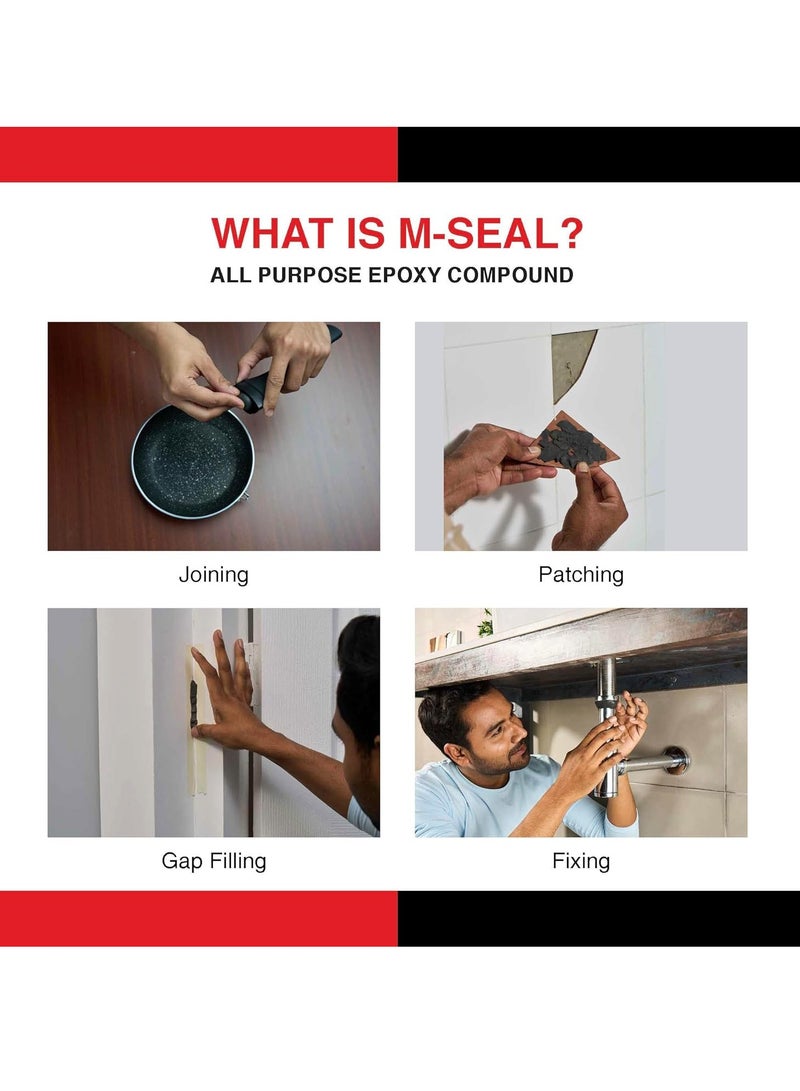 Pidilite Mseal General Purpose 100gm(Pack of 1)| Two-Component Epoxy Putty to seal Pipe Leaks, Roof/AC Repairs, Wall Cracks, Wash Basin Fixes & for Quick Molding & Sealing - Image 2