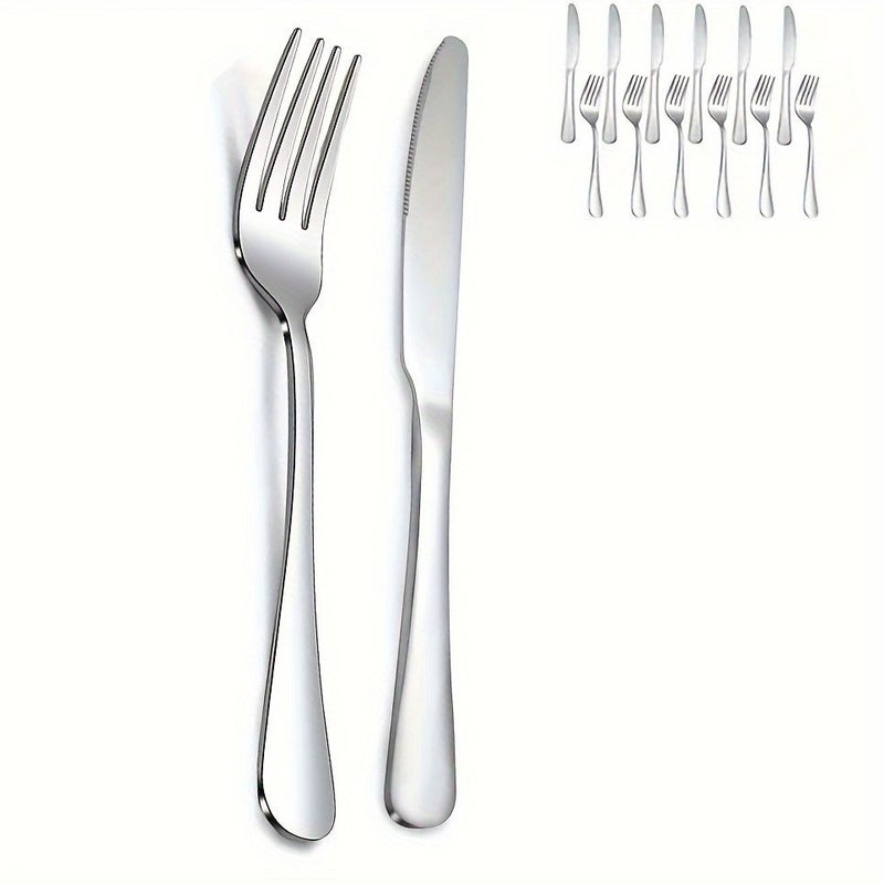 12 Pieces Stainless Steel Cutlery Set Mirror Polished Dishwasher Safe For Home Restaurant Hotel Camping Picnic - Image 2