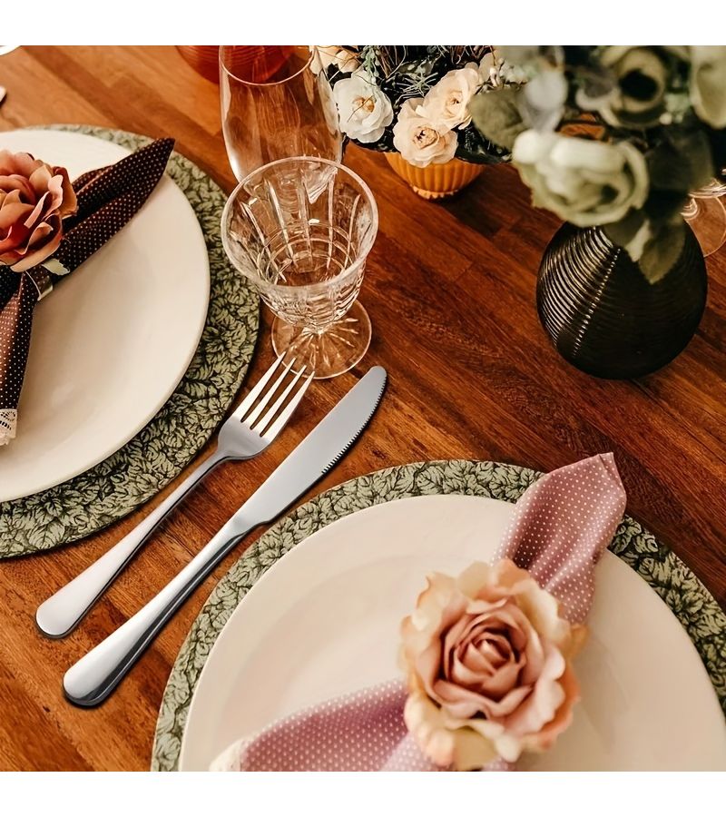 12 Pieces Stainless Steel Cutlery Set Mirror Polished Dishwasher Safe For Home Restaurant Hotel Camping Picnic - Image 3