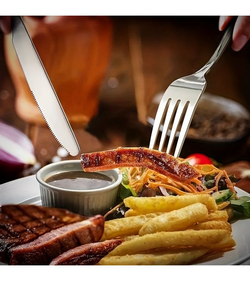 12 Pieces Stainless Steel Cutlery Set Mirror Polished Dishwasher Safe For Home Restaurant Hotel Camping Picnic - Image 4