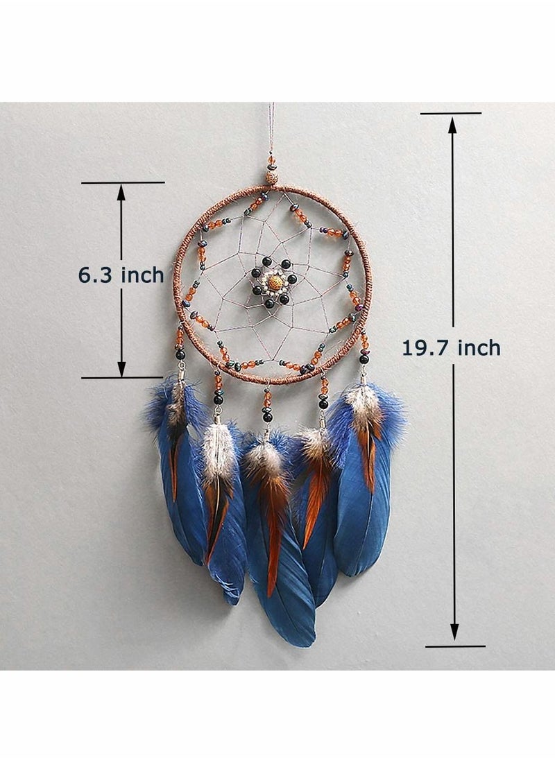 SYOSI Dream Catcher Handmade Traditional Feather Hanging Home Wall Decoration Craft Ornament for Home, Bedroom, Kids, Boys Native American Style Décor (Star)  - Image 2