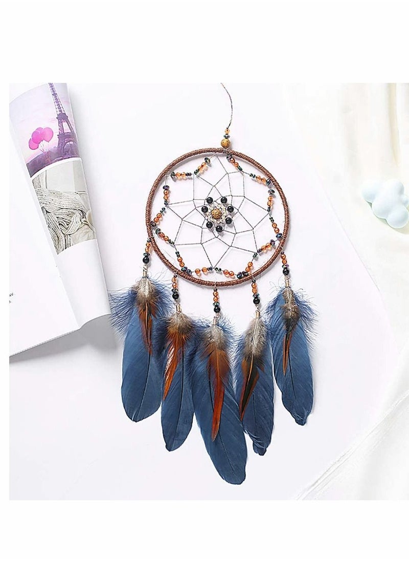 SYOSI Dream Catcher Handmade Traditional Feather Hanging Home Wall Decoration Craft Ornament for Home, Bedroom, Kids, Boys Native American Style Décor (Star)  - Image 3