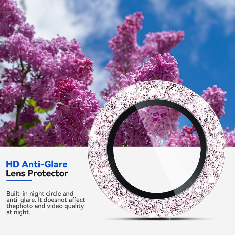 CloudValley [3 Pcs for Samsung Galaxy S24 / S23 / S23 Plus Camera Lens Protector, 9H Tempered Glass + Aluminum Alloy Metal Individual Lens Protective Ring 5G 2023, Glitter Purple - Image 4
