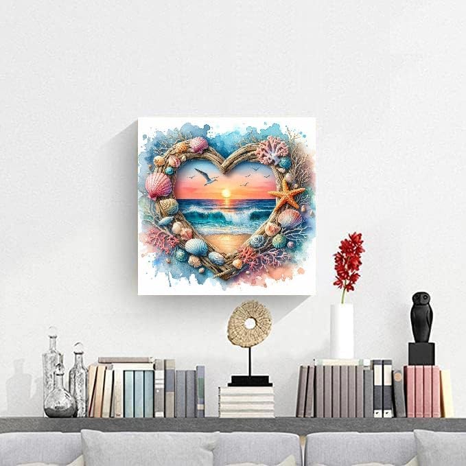 Clendo Beach Diamond Art Kits for Adults - 5D Diamond Painting for Adults, Full Drill Diamond Dots Gem Painting Kit for Wall Home Decor Arts Craft 14x14 inch - Image 4