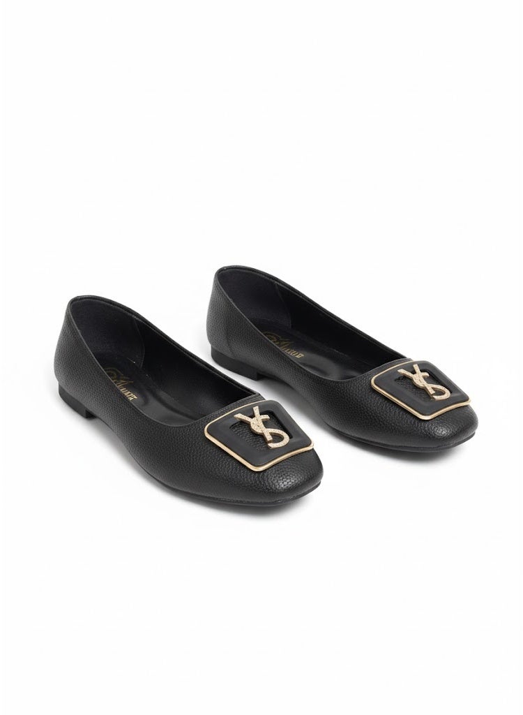 LIFESTYLISH Ballareina Flat Leather Stylish  BN-514 - Black - Image 2