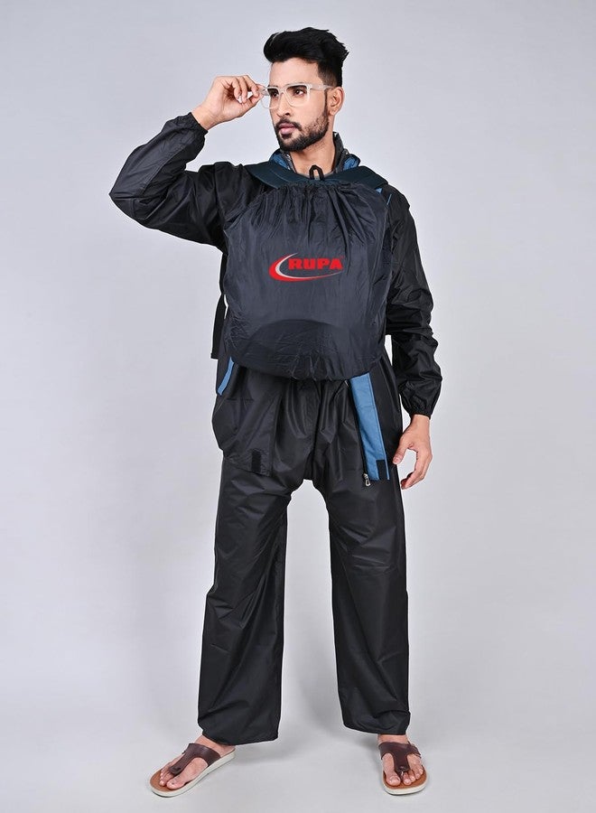 Rupa Dust & Rain Cover for Backpack with Pouch, Waterproof Dustproof Rain Cover Bag Elastic Adjustable for School, College, Office, Trekking Bags (35L,Black) Pack of 2 - Image 5