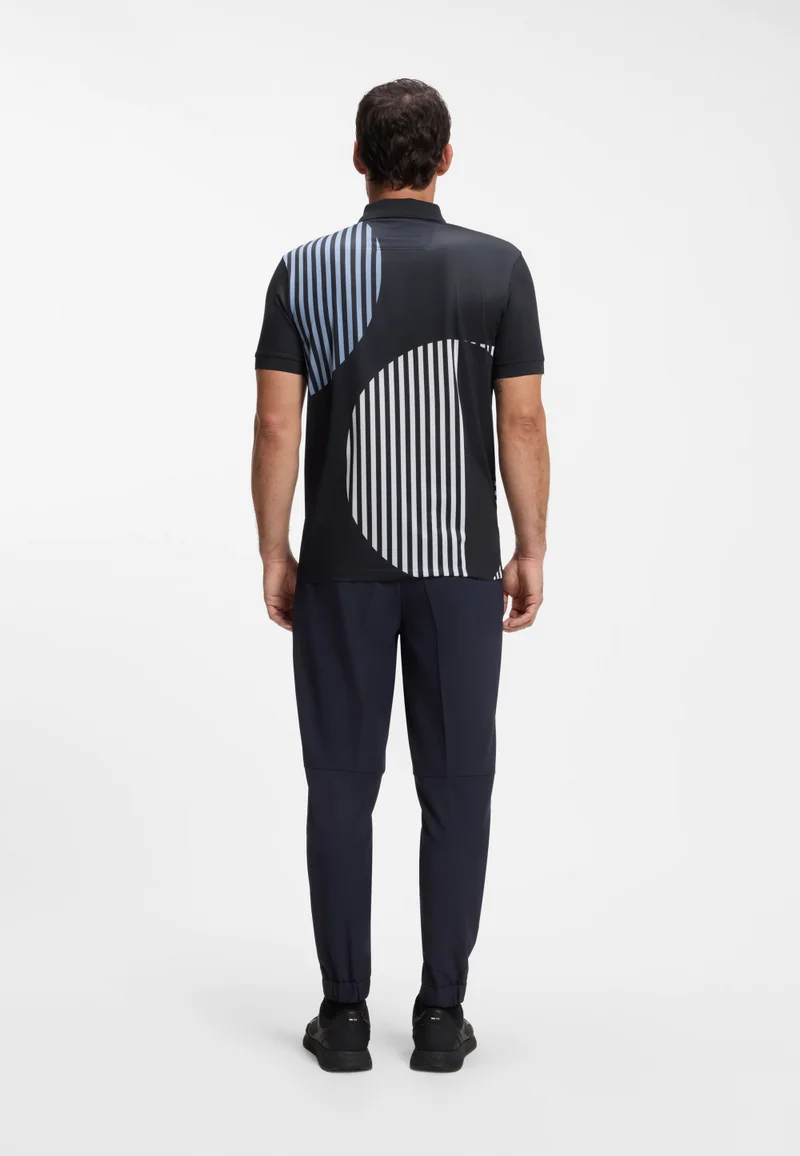 BOSS Dark Blue Paddy Active stretch-jersey polo shirt with digital print for Men | Best Price UAE