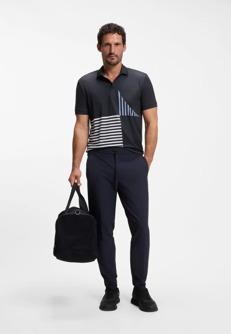 BOSS Dark Blue Paddy Active stretch-jersey polo shirt with digital print for Men | Best Price UAE
