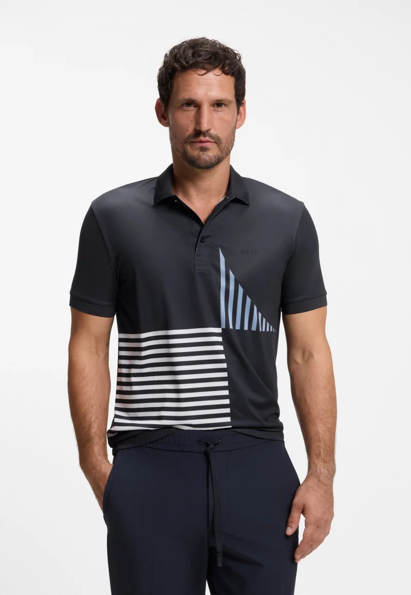 Paddy Active stretch-jersey polo shirt with digital print